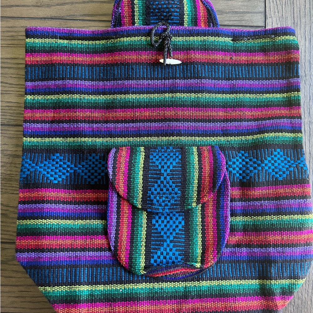 Mexican serape hippie Baja beach backpack
